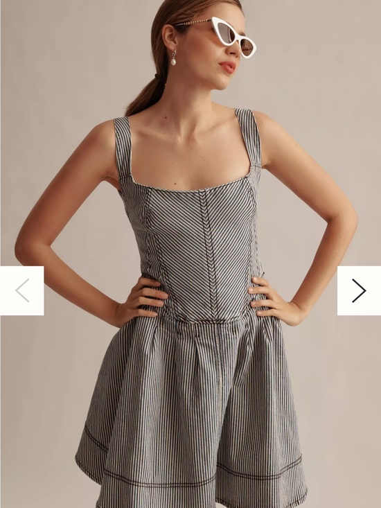 Anthropologie Dresses & Skirts - Anthropologie Striped Blue and White denim Sundress wt81